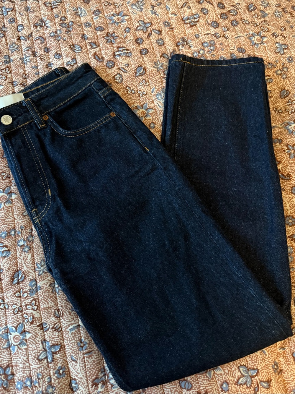 Reformation Cynthia High Rise Ondine Wash Dark Blue Straight-Leg Jeans 25